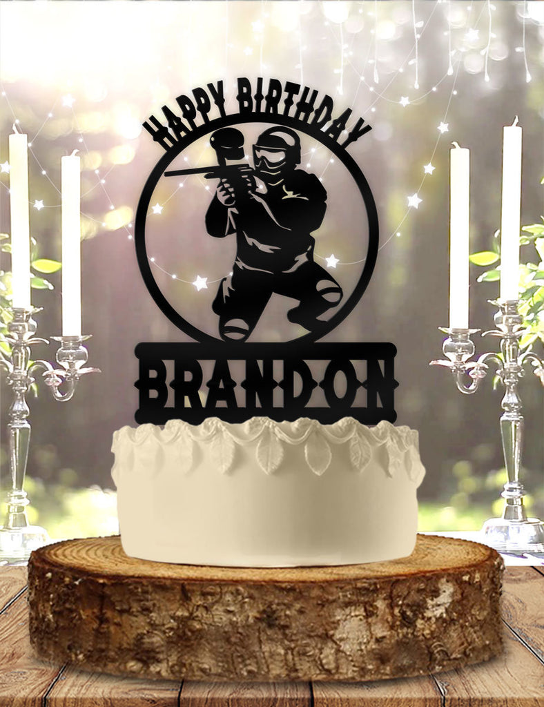 Paintball Party Personalized Birthday Cake Topper