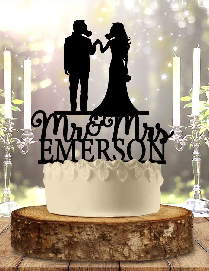Quarantined Couple Gas Mask Wedding Anniversary Cake Topper Personalized