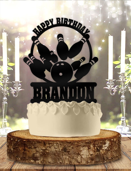 Bowling Strike Party Personalized Birthday Cake Topper