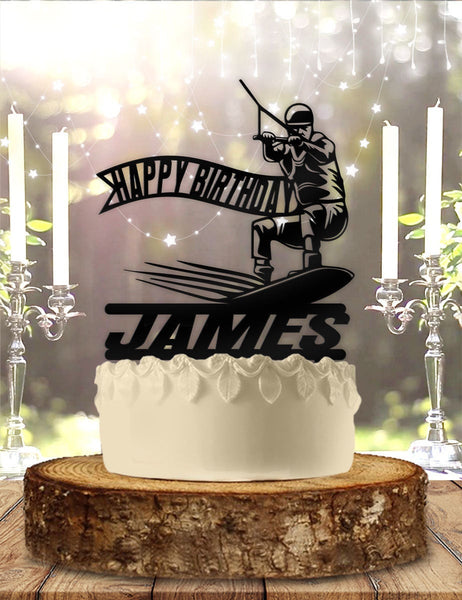 Wake boarding Party Personalized Name Birthday Cake Topper