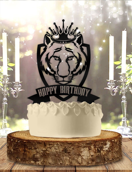 Tiger King Crown Happy Birthday Cake Topper