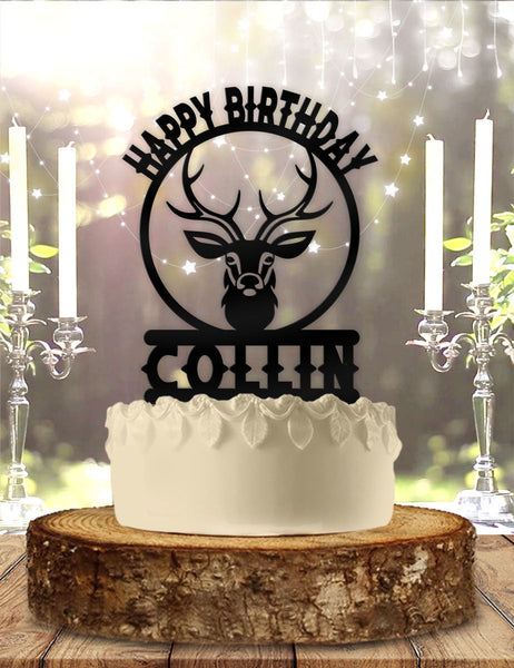 Buck Deer Personalized Custom with Name Acrylic Special Event Birthday Cake Topper