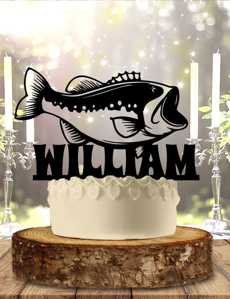 Fishing Hunting Fisherman Camping Wildlife Nature Personalized  Birthday Cake Topper